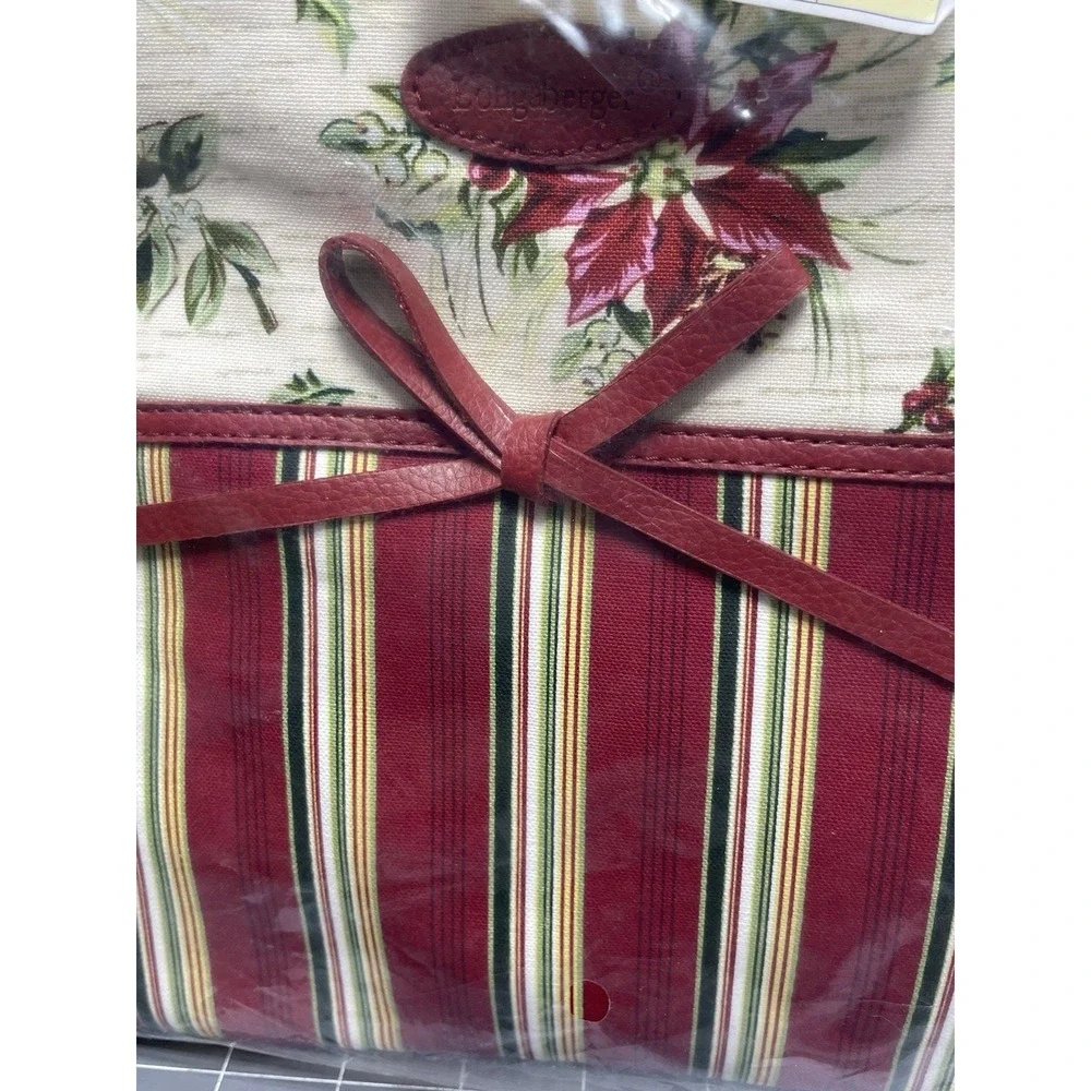 Longaberger‎ Fabric Holiday Gift Bag #23540 Holiday Stripe / Botanical